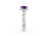 White gold Round Cut Halo Diamond Solitaire with Filigree Band and Four-Prong Setting_2