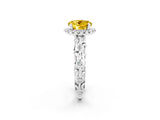 White gold Round Cut Halo Diamond Solitaire with Filigree Band and Four-Prong Setting_2