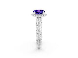 White gold Round Cut Halo Diamond Solitaire with Filigree Band and Four-Prong Setting_2