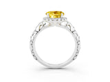 White gold Round Cut Halo Diamond Solitaire with Filigree Band and Four-Prong Setting_3
