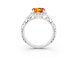 White gold Round Cut Halo Diamond Solitaire with Filigree Band and Four-Prong Setting_3