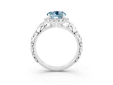 White gold Round Cut Halo Diamond Solitaire with Filigree Band and Four-Prong Setting_3