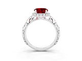 White gold Round Cut Halo Diamond Solitaire with Filigree Band and Four-Prong Setting_3