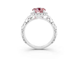 White gold Round Cut Halo Diamond Solitaire with Filigree Band and Four-Prong Setting_3