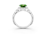 White gold Round Cut Halo Diamond Solitaire with Filigree Band and Four-Prong Setting_3