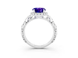 White gold Round Cut Halo Diamond Solitaire with Filigree Band and Four-Prong Setting_3