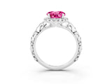 White gold Round Cut Halo Diamond Solitaire with Filigree Band and Four-Prong Setting_3