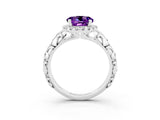 White gold Round Cut Halo Diamond Solitaire with Filigree Band and Four-Prong Setting_3