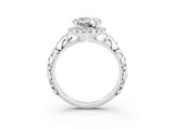White gold Round Cut Halo Diamond Solitaire with Filigree Band and Four-Prong Setting_3