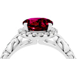 White gold Round Cut Halo Diamond Solitaire with Filigree Band and Four-Prong Setting_4