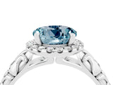 White gold Round Cut Halo Diamond Solitaire with Filigree Band and Four-Prong Setting_4