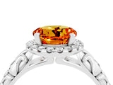 White gold Round Cut Halo Diamond Solitaire with Filigree Band and Four-Prong Setting_4
