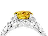 White gold Round Cut Halo Diamond Solitaire with Filigree Band and Four-Prong Setting_4
