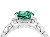 White gold Round Cut Halo Diamond Solitaire with Filigree Band and Four-Prong Setting_4