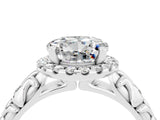 White gold Round Cut Halo Diamond Solitaire with Filigree Band and Four-Prong Setting_4