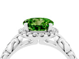 White gold Round Cut Halo Diamond Solitaire with Filigree Band and Four-Prong Setting_4