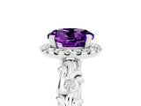 White gold Round Cut Halo Diamond Solitaire with Filigree Band and Four-Prong Setting_5