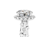 White gold Round Cut Halo Diamond Solitaire with Filigree Band and Four-Prong Setting_5