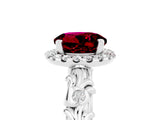 White gold Round Cut Halo Diamond Solitaire with Filigree Band and Four-Prong Setting_5