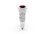 White gold Round Cut Halo Garnet Ring with Round  Split Shank and Prong Setting_14