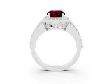 White gold Round Cut Halo Garnet Ring with Round  Split Shank and Prong Setting_15