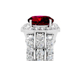White gold Round Cut Halo Garnet Ring with Round  Split Shank and Prong Setting_17