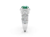White gold Round Cut Halo Green Sapphire Ring with Split Shank and Four-Prong Setting_2