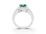 White gold Round Cut Halo Green Sapphire Ring with Split Shank and Four-Prong Setting_3