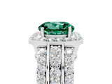 White gold Round Cut Halo Green Sapphire Ring with Split Shank and Four-Prong Setting_5