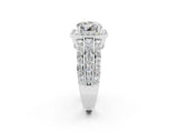 White gold Round Cut Halo Moissanite Ring with Round  Split Shank and Prong Setting_14