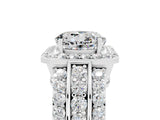 White gold Round Cut Halo Moissanite Ring with Round  Split Shank and Prong Setting_17