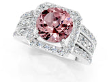 White gold Round Cut Halo Morganite Ring with Round  Split Shank and Prong Setting_13