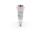 White gold Round Cut Halo Morganite Ring with Round  Split Shank and Prong Setting_14