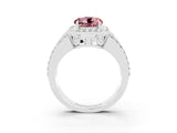 White gold Round Cut Halo Morganite Ring with Round  Split Shank and Prong Setting_15