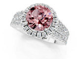 White gold Round Cut Halo Pavé Diamond Engagement Ring with Split Shank and Four-Prong Setting_1