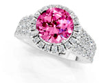 White gold Round Cut Halo Pavé Diamond Engagement Ring with Split Shank and Four-Prong Setting_1