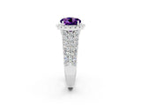 White gold Round Cut Halo Pavé Diamond Engagement Ring with Split Shank and Four-Prong Setting_2