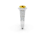 White gold Round Cut Halo Pavé Diamond Engagement Ring with Split Shank and Four-Prong Setting_2