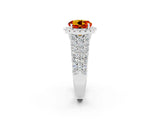 White gold Round Cut Halo Pavé Diamond Engagement Ring with Split Shank and Four-Prong Setting_2
