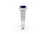 White gold Round Cut Halo Pavé Diamond Engagement Ring with Split Shank and Four-Prong Setting_2