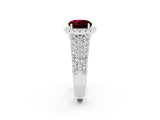 White gold Round Cut Halo Pavé Diamond Engagement Ring with Split Shank and Four-Prong Setting_2