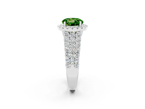 White gold Round Cut Halo Pavé Diamond Engagement Ring with Split Shank and Four-Prong Setting_2