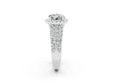 White gold Round Cut Halo Pavé Diamond Engagement Ring with Split Shank and Four-Prong Setting_2