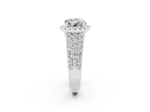 White gold Round Cut Halo Pavé Diamond Engagement Ring with Split Shank and Four-Prong Setting_2