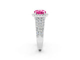 White gold Round Cut Halo Pavé Diamond Engagement Ring with Split Shank and Four-Prong Setting_2