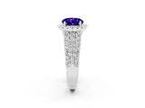 White gold Round Cut Halo Pavé Diamond Engagement Ring with Split Shank and Four-Prong Setting_2