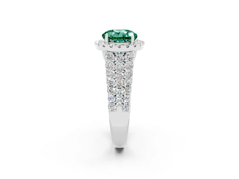 White gold Round Cut Halo Pavé Diamond Engagement Ring with Split Shank and Four-Prong Setting_2