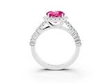White gold Round Cut Halo Pavé Diamond Engagement Ring with Split Shank and Four-Prong Setting_3