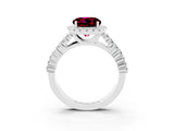 White gold Round Cut Halo Pavé Diamond Engagement Ring with Split Shank and Four-Prong Setting_3