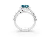 White gold Round Cut Halo Pavé Diamond Engagement Ring with Split Shank and Four-Prong Setting_3